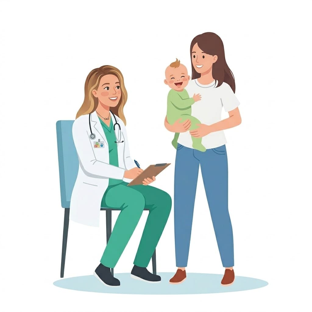 Doctor talking to child gently